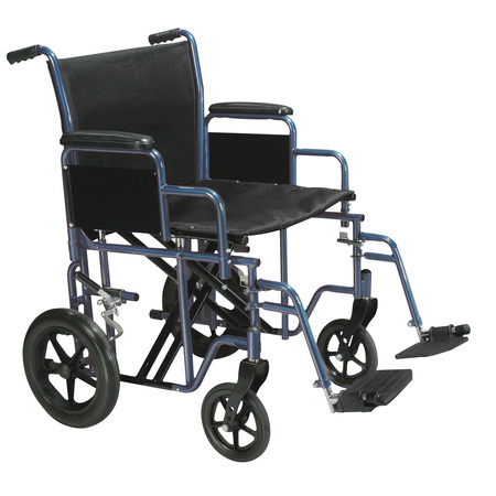 DRIVE MEDICAL Bariatric Heavy Duty Transport Wheelchair - 22" Seat, Blue btr22-b